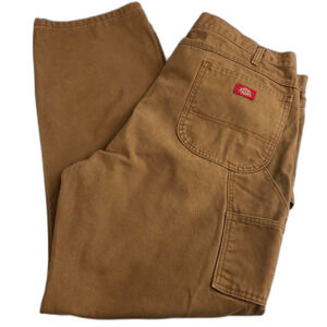Dickies Mens Tan/Brown Carpenter Cargo Utility Work Pants Zip Closure No Tag W42